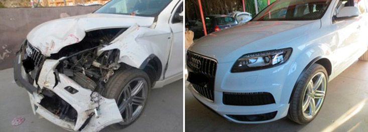 Talleres Franfel vehículo golpeado antes y después 